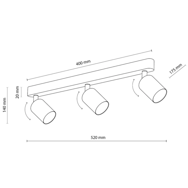 Potrójna lampa natynkowa Livia 10236 tubki do jadalni miętowa