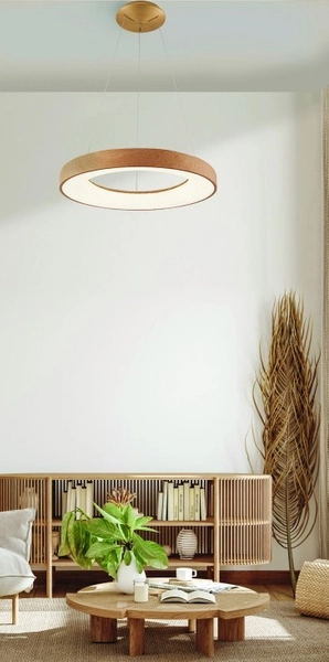 Ledowa lampa Santana AZ5014 80W zwis z pilotem drewniana