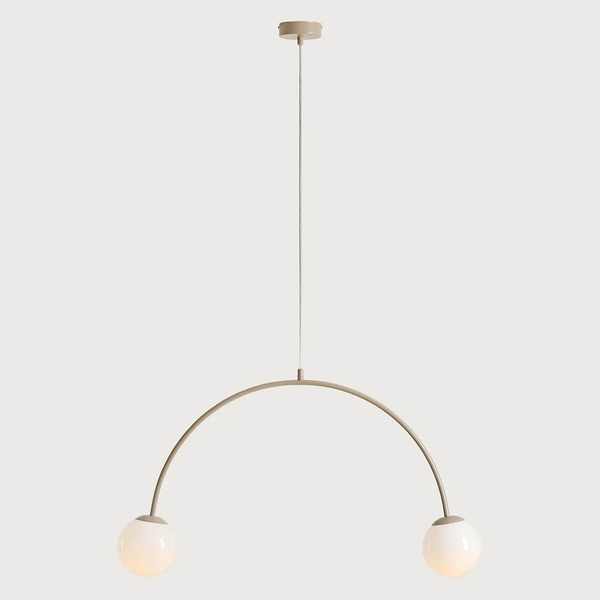 Salonowa lampa zwisowa Una 1116H17 Aldex kulista podwójna beżowa