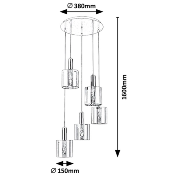 Nowoczesna LAMPA wisząca DONATI 5251 Rabalux szklany zwis kaskada chrom