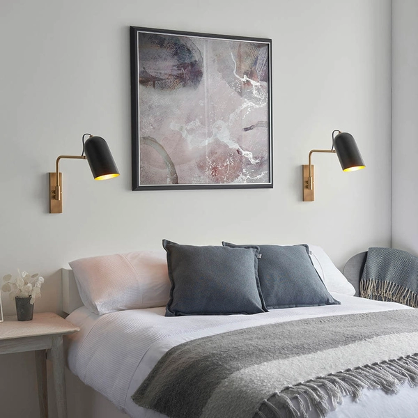 Regulowana lampa na ścianę Navren 93145 do czytania mosiądz czarny