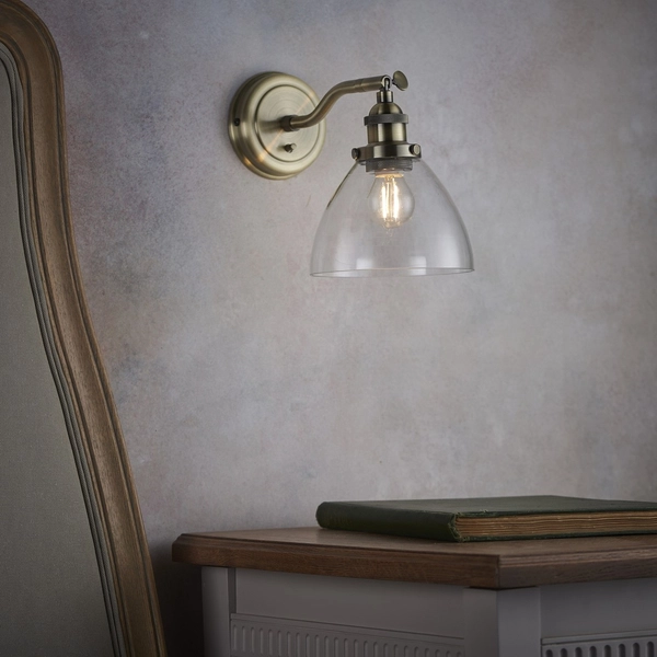 Kinkiet Hansen 77273 Endon antyczny szklany klosz mosiądz