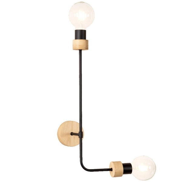 Lampa ścienna MONTIX 9244274 metalowa loftowy kinkiet czarny drewno