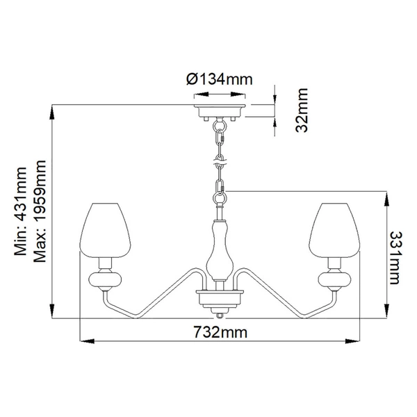 Potrójna lampa wisząca Armand DL-ARMAND3-AB Elstead na łańcuchu złota czarna