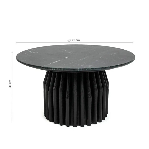 Marmurowy stolik kawowy LEVANTE MM001501100335 czarny drewno 75cm