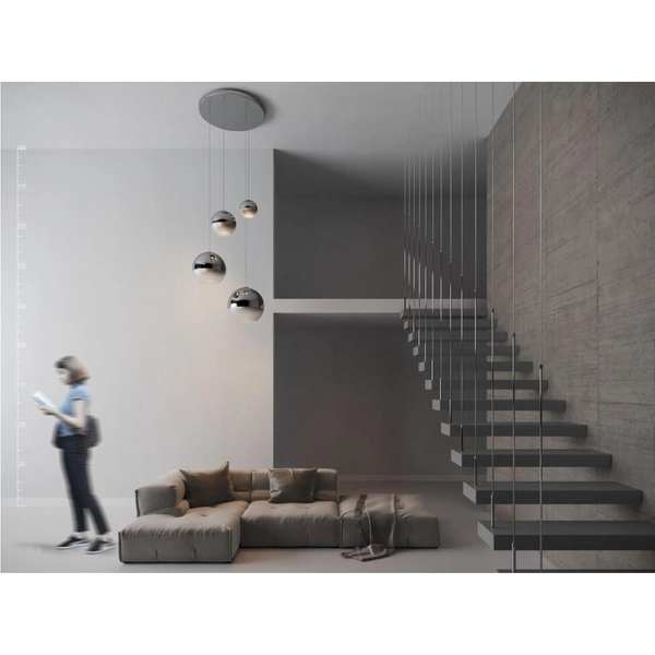 Kaskada lampa wisząca Silver Ball 5-punktowy zwis chrom