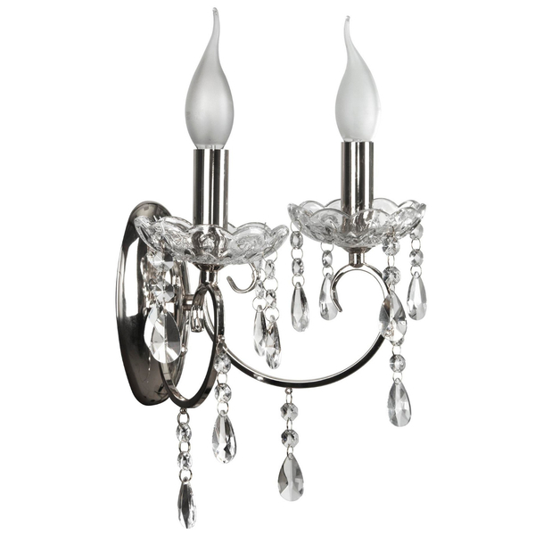 Ścienna lampa glamour AURORA 22-96138 szklana pałacowy z kryształkami chrom