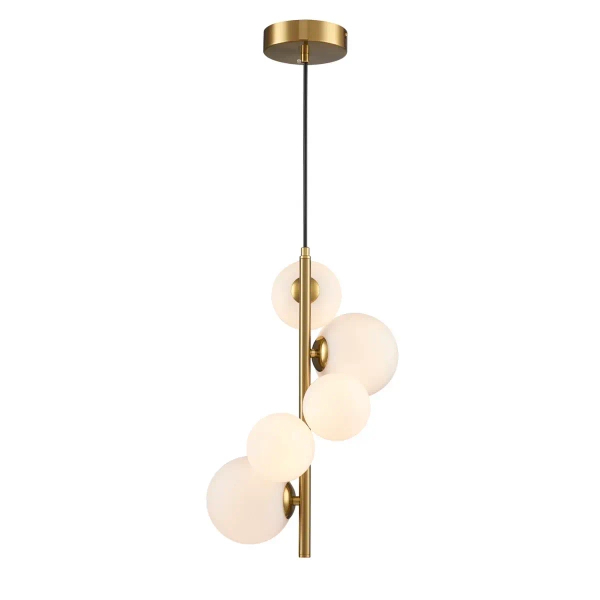 Lampa wisząca kulista MOLECULA NOW-10883P3 biała złota 5xG9 nad stół