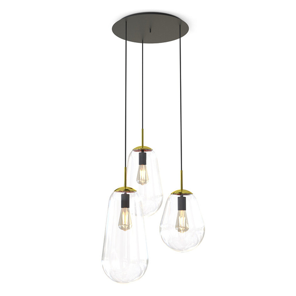 Skandynawska lampa wisząca Pear 7794 szklana nad stół przezroczysta