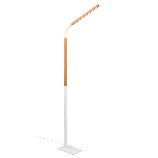 Drewniana lampa stojąca Norris 445210131 LED 14W 3000K z wtyczką biała
