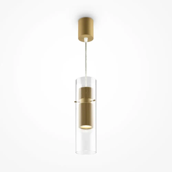 Szklana lampa wisząca Dynamics MOD326PL-01MG podłużna mosiądz