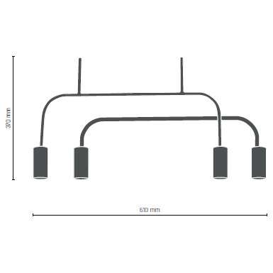 Okrągła lampa sufitowa VAI 0287 metalowa tuby loftowe hygge czarne złote