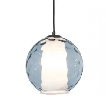 Szklana wisząca lampa 22034 kula regulowana do kuchni opal niebieski