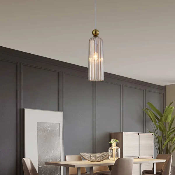 Wisząca lampa tuba Piega LP-939/1P amber Light Prestige bursztynowy szklany zwis do salonu