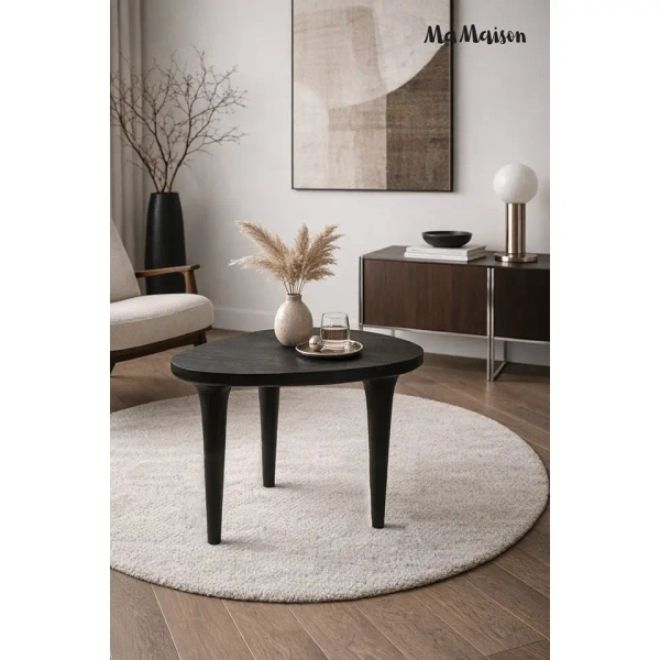 Stolik kawowy Laminar MM001501100341 czarny drewniany do salonu 48cm