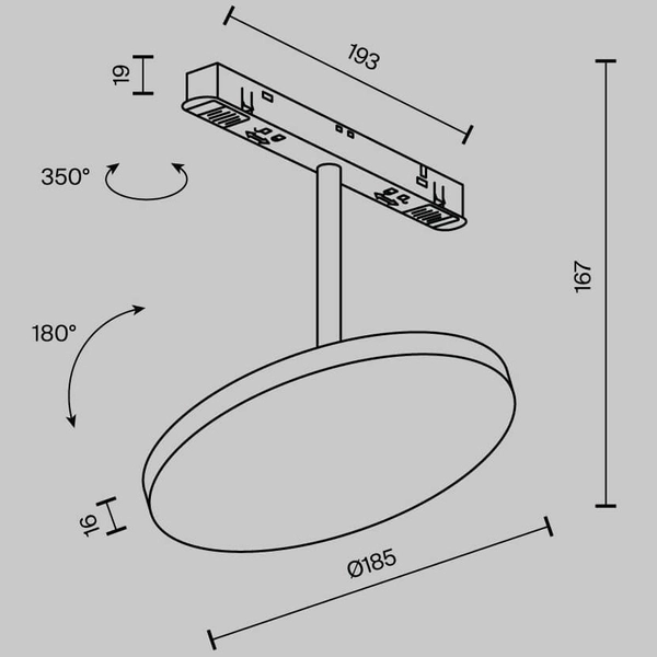 Wisząca lampa do szyny Plato TR123-2-15W3K-B LED 15W 3000K okragła czarny