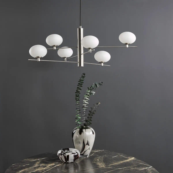 Wisząca lampa kulista Jasper JAS0646 kule do jadalni nikiel biała