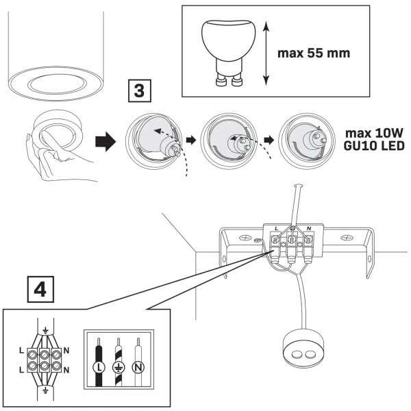 Downlight do sypialni XENO 325389 podłużna tuba biała złota