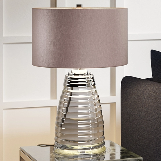 Dekoracyjna stołowa lampa QN-MILNE-TL-GREY abażur szary