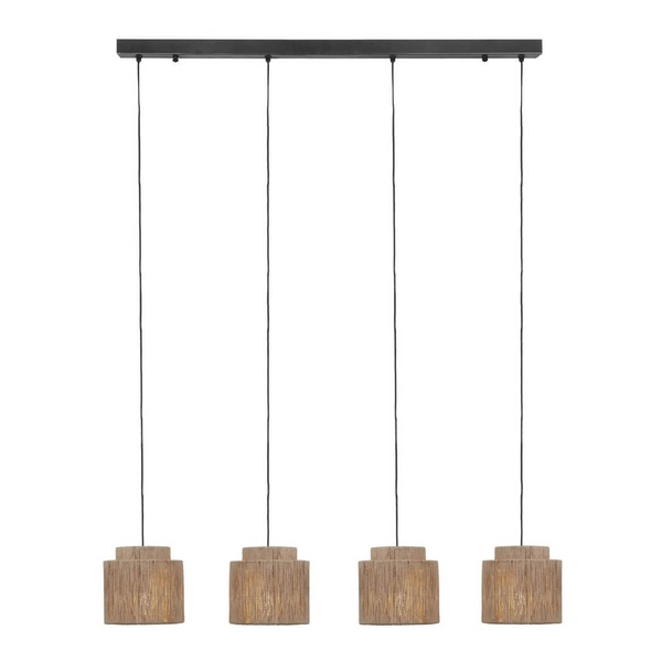 Wielopunktowa lampa wisząca SMILLA 366800436 boho z juty beżowa czarna