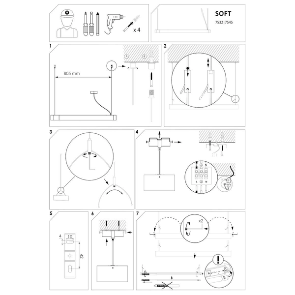 Lampa wisząca nad wyspę Soft 7545 Nowodvorski LED 16W 3000K metalowa biała
