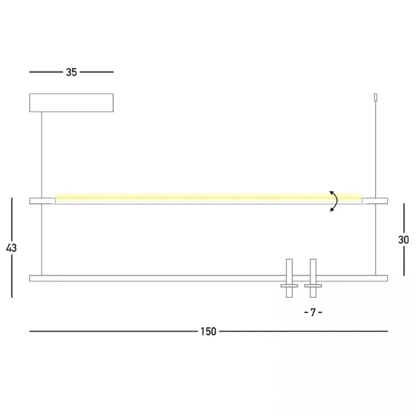Liniowa lampa wisząca 23251 LED 14W+20W 3000K listwa czarna