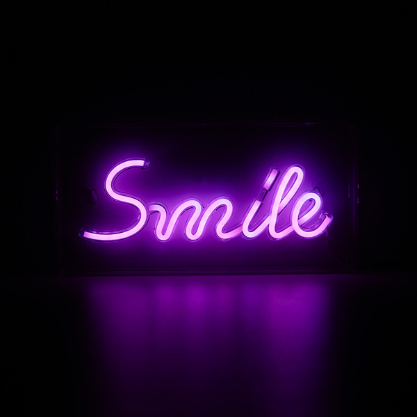 Lampa stołowa dekoracyjna Neon FM-NLB46 Zumaline LED smile różowa biała