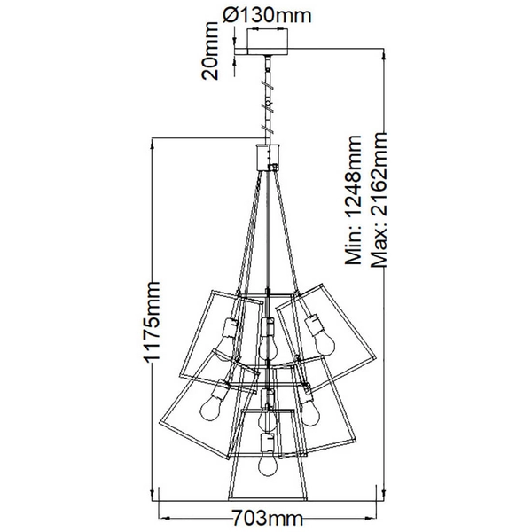 Metalowa lampa wisząca Fulton HK-FULTON-7P loftowa czarna mosiądz