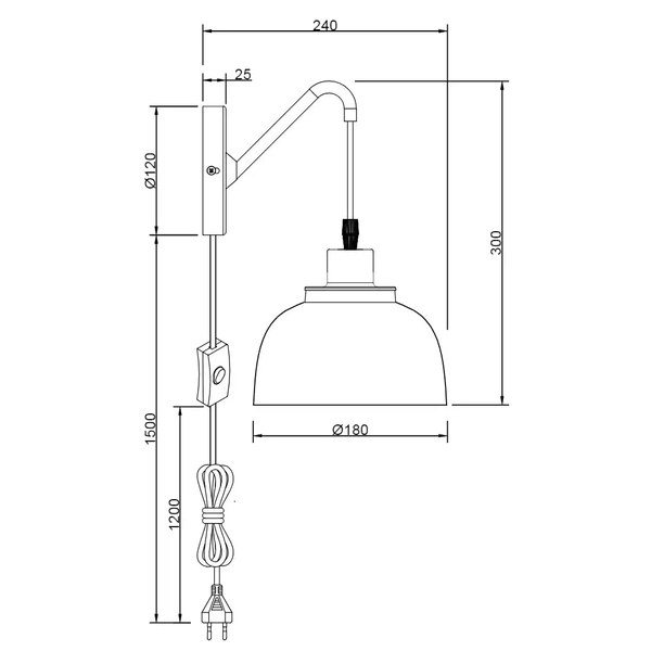 Loftowy kinkiet ścienny Punch R20811732 z włącznikiem metalowa czarna