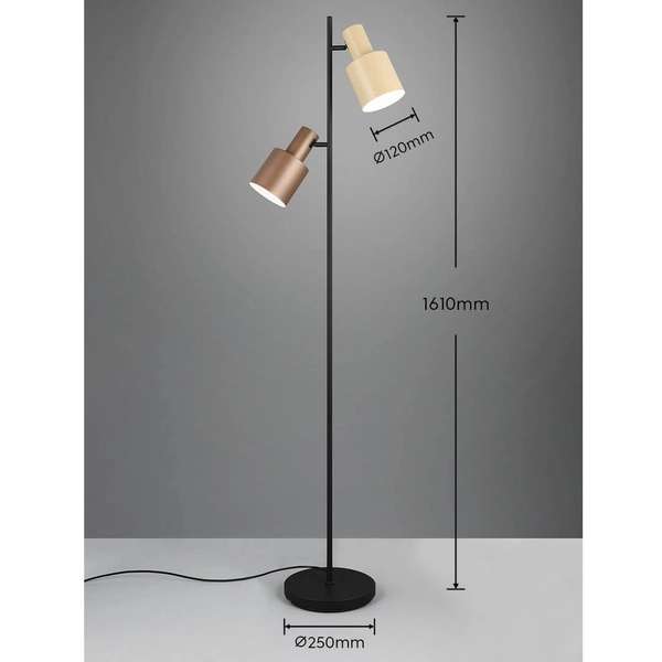 Lampa podłogowa ELIOR DL217419400 Trio z przełącznikiem nożnym beżowa brązowa