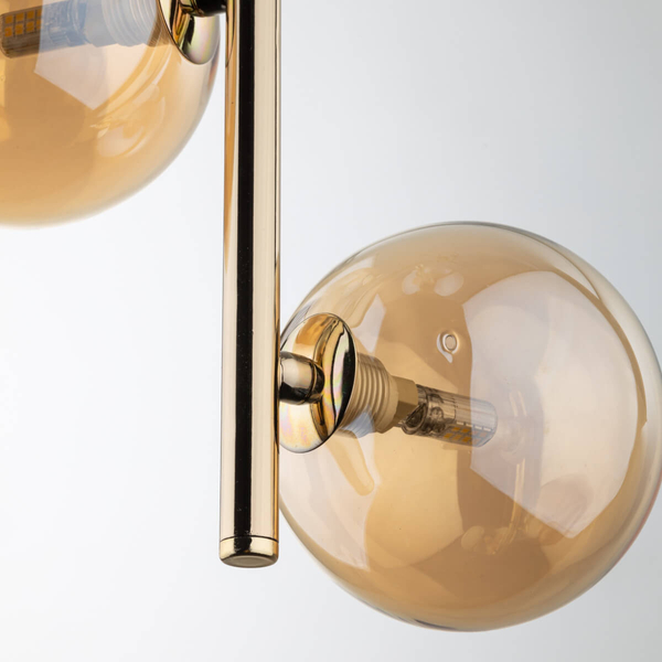 Zwisająca lampa do jadalni Estera 4838 balls bursztynowa złota