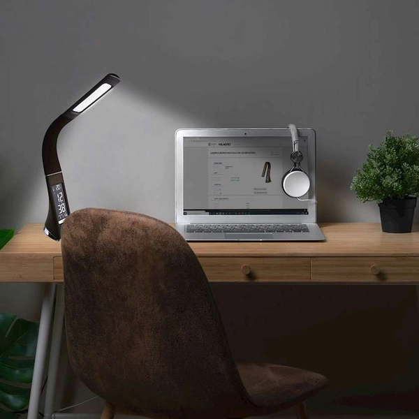 Biurkowa LAMPKA stojąca GALA ML139 Milagro stołowa LAMPA metalowa LED 6W 3000K z zegarkiem brązowa