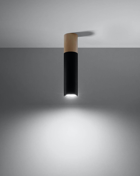 LAMPA sufitowa PABLO SL.0635 metalowa OPRAWA tuba czarna drewno