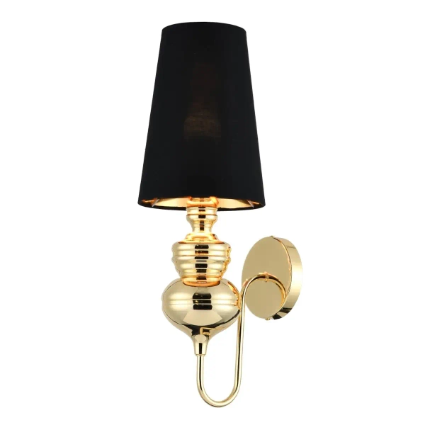 Ścienna lampa z abażurem Queen MB-8046-18 black gold Step klasyczna czarna złota