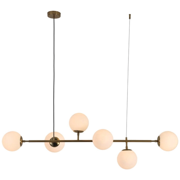 Modernistyczna lampa wisząca ALISA LP-005/6P TR Light Prestige metalowa oprawa szklane kule zwis złoty przezroczysty