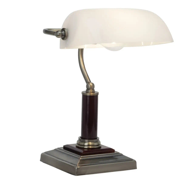 Regulowana lampa stołowa Bankir 92679/31 szklana mosiądz biały