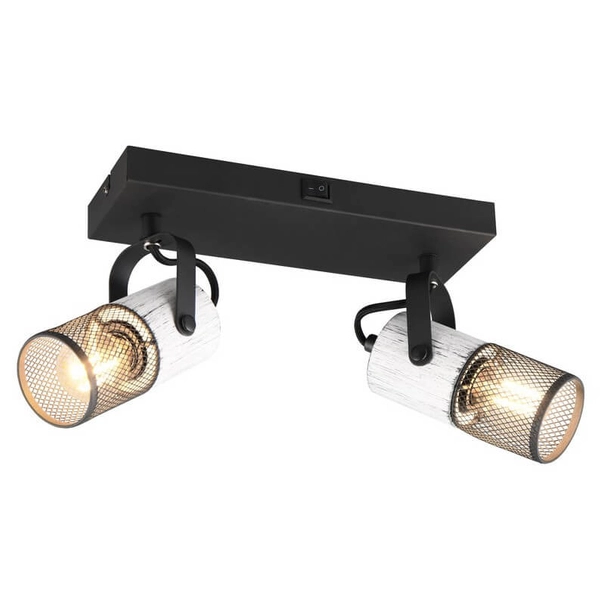 Reflektorowy kinkiet ścienny Tosh 804370234 tuby z włącznikiem czarny biały