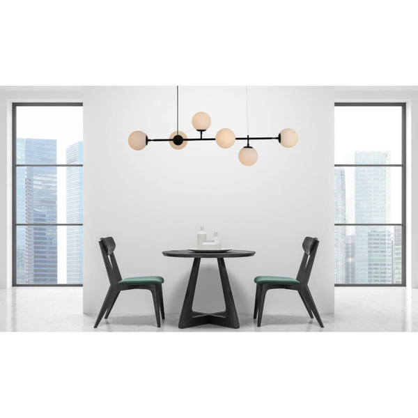 Modernistyczna lampa wisząca ALISA LP-005/6P BK/WH Light Prestige metalowa oprawa szklane kule zwis złoty biały