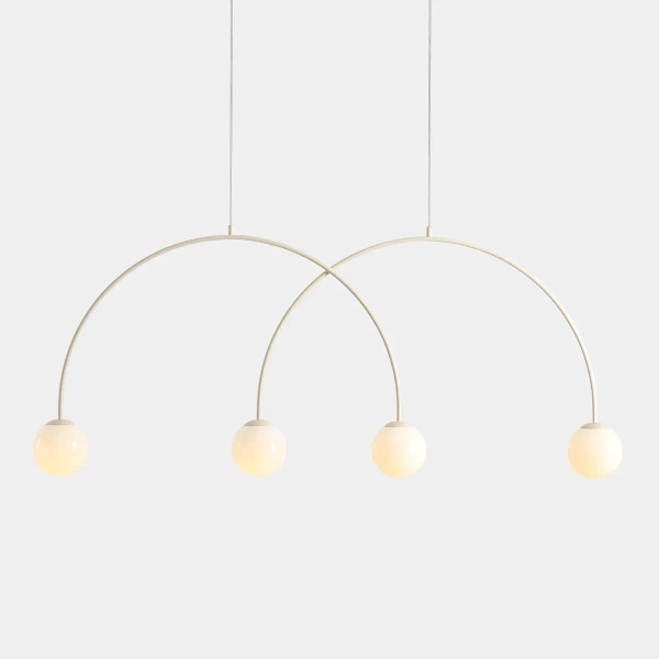 Łukowa lampa wisząca UNA 1116L9_L okrągła szklana beżowa biała