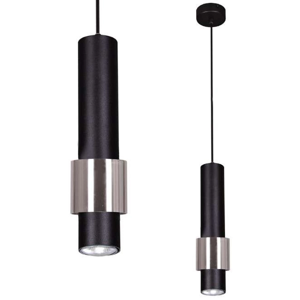 LAMPA okrągła Nikos K-4713 Kaja wisząca OPRAWA metalowe tuba ZWIS sopel czarny chrom