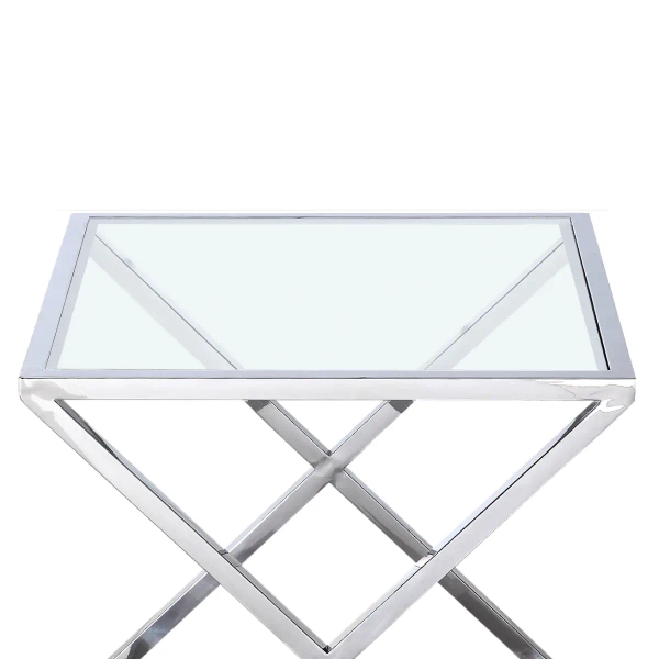 Kwadratowy stolik kawowy Broadway BR-ST1205S Cosmolight srebrny przezroczysty