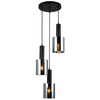Wisząca LAMPA loftowa SARDO PND-5581-3A-BK+SG Italux skandynawska OPRAWA szklany ZWIS tuby kaskada przydymiona czarna