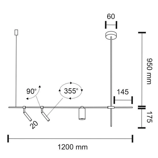 Regulowana LAMPA wisząca NAMASU 7862 Shilo metalowa OPRAWA regulowany ZWIS tuby czarne
