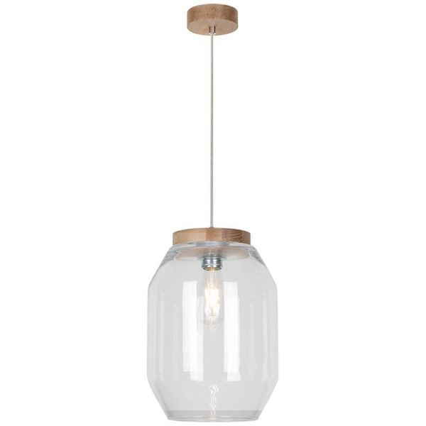 Loftowa lampa wisząca VASO 169010174 szklana słoik przezroczysty drewno
