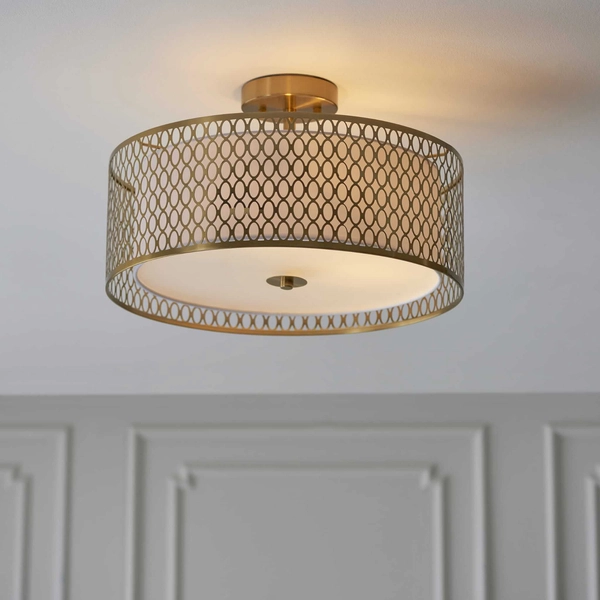 Przysufitowa lampa Cordero 101568 metalowa tkanina biały złoty