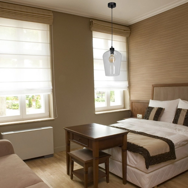 Lampa wisząca SANTIAGO MLP6605 szklana skandynawski czarny przezroczysty