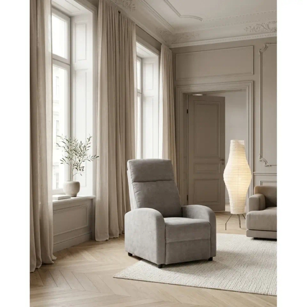 Fotel wypoczynkowy RELAX PREMIUM jasnoszary KH1501100392 z podnóżkiem
