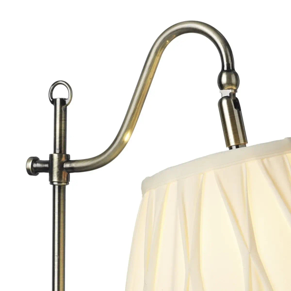 Lampa stołowa antyczna SUFFOLK mosiężna biała metalowa tkaninowa E14 z regulacja SUF4075-X