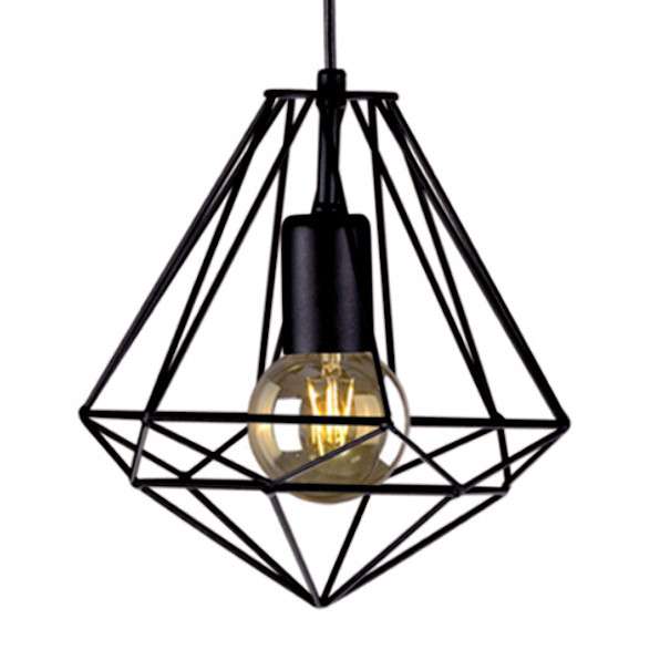 Wisząca LAMPA druciana Marko K-4018 Kaja industrialna OPRAWA metalowa klatka zwis czarny
