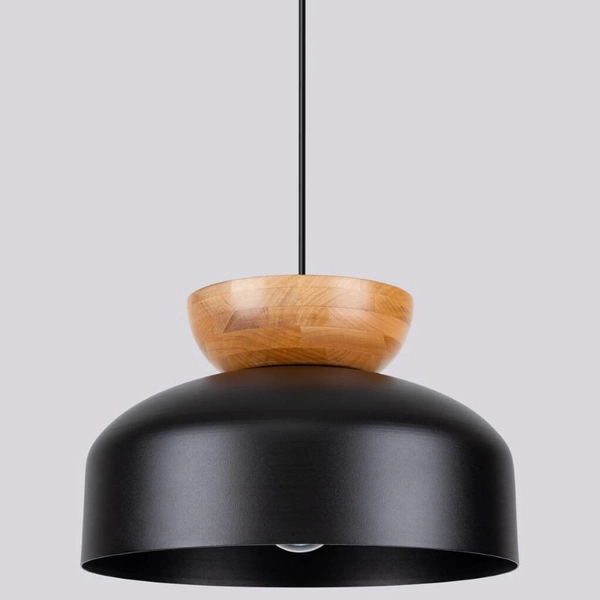 Wisząca lampa do salonu Marion SL.1351 półokrągła drewniana czarna